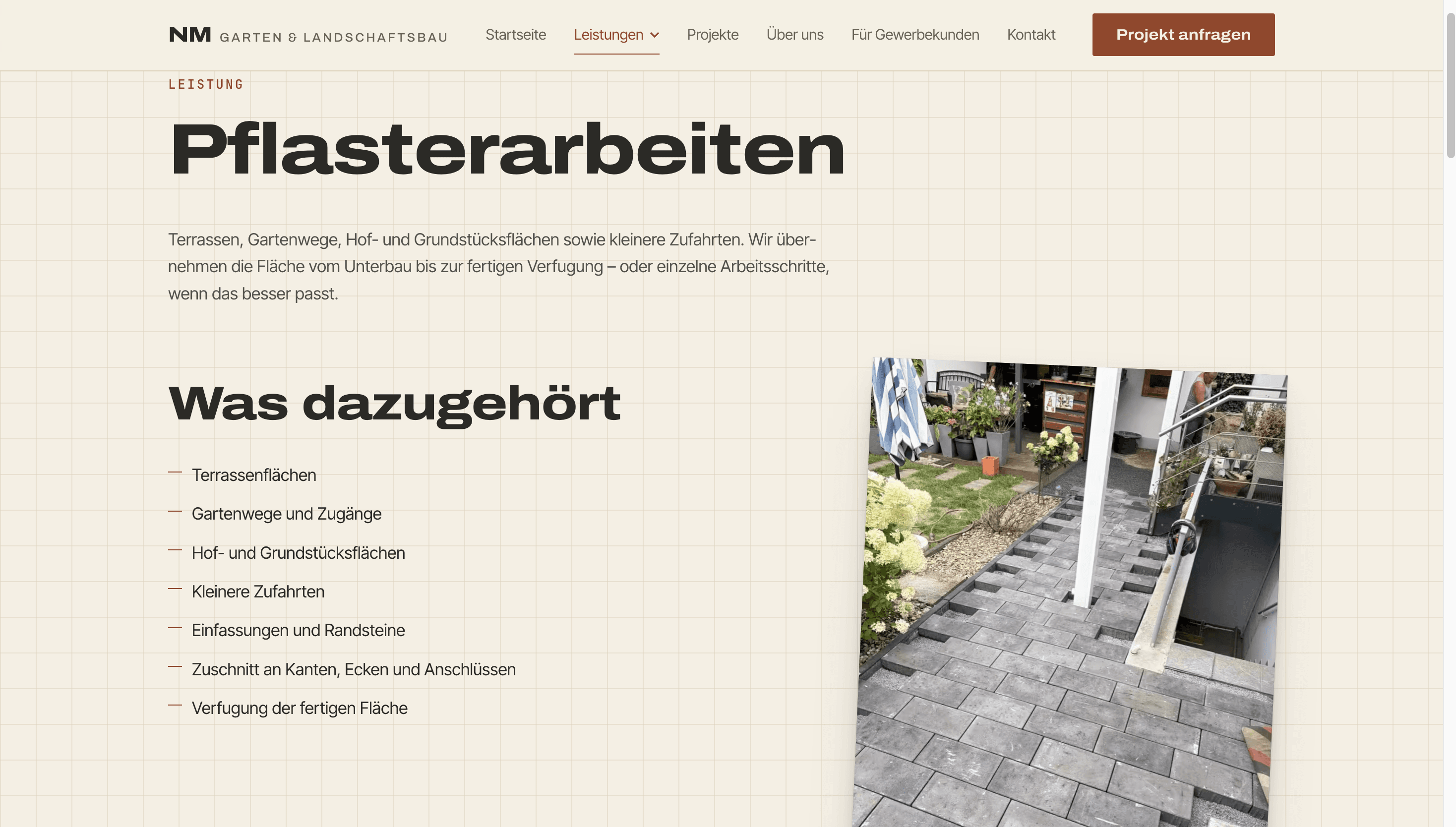 Weitere Ansicht 2: Website für einen Garten- & Landschaftsbaubetrieb